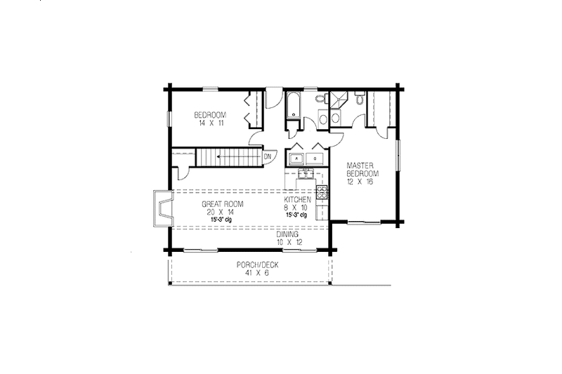 House Design - Floor Plan - Main Floor for Log House Plan #964-6 - 2 bed, 2 bath