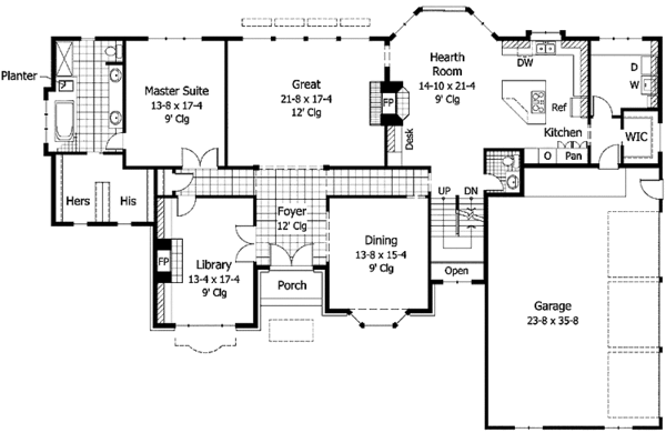 House Plan Design - Country Floor Plan - Main Floor Plan #51-776