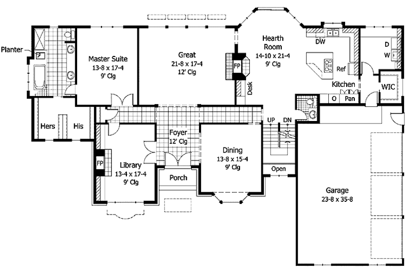 Architectural House Design - Floor Plan - Main Floor for Country House Plan #51-776 - 4 bed, 3.5 bath