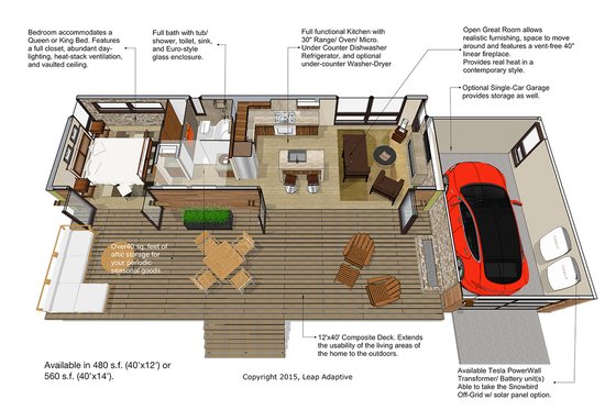 Floor Plan - Main Floor for Contemporary House Plan #484-6 - 1 bed, 1 bath