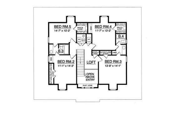 Floor Plan - Upper Floor for Country House Plan #40-438 - 5 bed, 3.5 bath