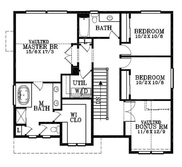 Craftsman Floor Plan - Upper Floor Plan #53-451