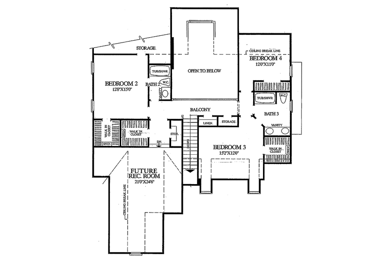 Home Plan - Floor Plan - Upper Floor for Craftsman House Plan #137-332 - 4 bed, 3.5 bath