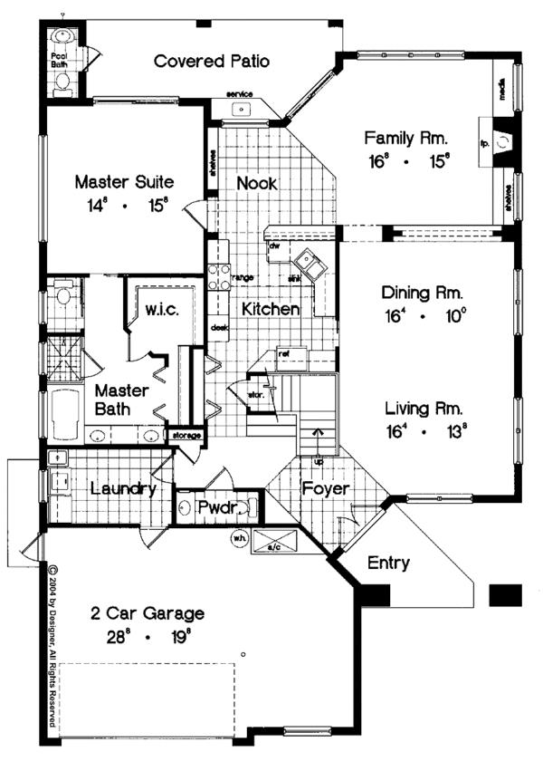 Architectural House Design - Mediterranean Floor Plan - Main Floor Plan #417-550
