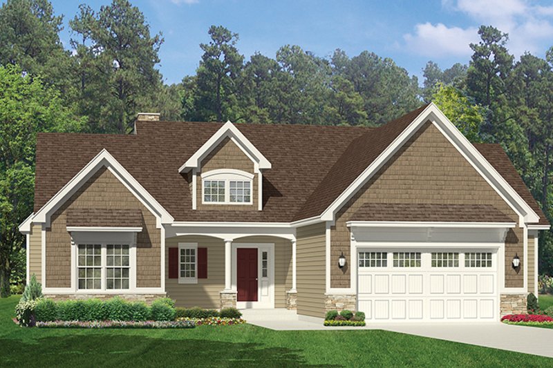Architectural House Design - Exterior - Front Elevation 4 for Ranch House Plan #1010-142 - 3 bed, 2 bath