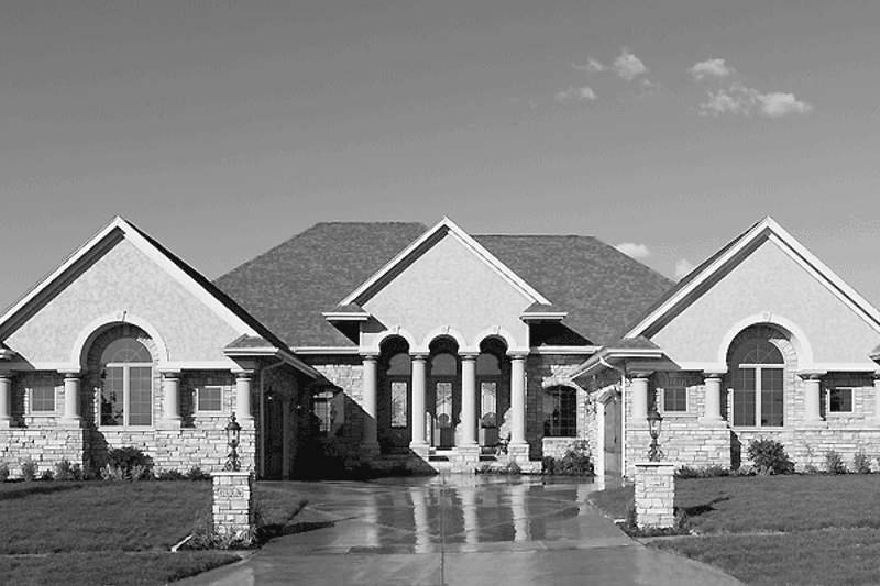 Home Plan - Exterior - Front Elevation 3 for Mediterranean House Plan #70-1399 - 4 bed, 3.5 bath