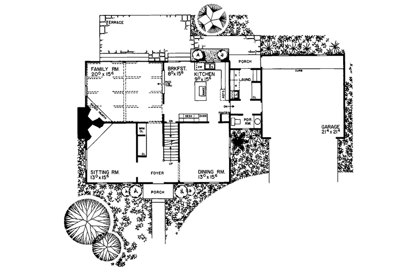 Home Plan - Floor Plan - Main Floor for Colonial House Plan #72-677 - 3 bed, 2.5 bath