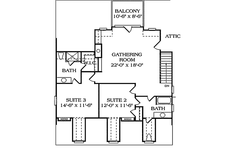 Dream House Plan - Floor Plan - Upper Floor for Classical House Plan #453-332 - 4 bed, 4.5 bath