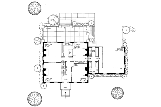 Floor Plan - Main Floor for Classical House Plan #72-805 - 4 bed, 3.5 bath