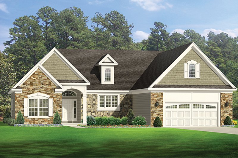 Architectural House Design - Exterior - Front Elevation 4 for Ranch House Plan #1010-141 - 3 bed, 2 bath