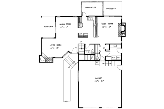 Floor Plan - Main Floor for Contemporary House Plan #60-897 - 3 bed, 2.5 bath