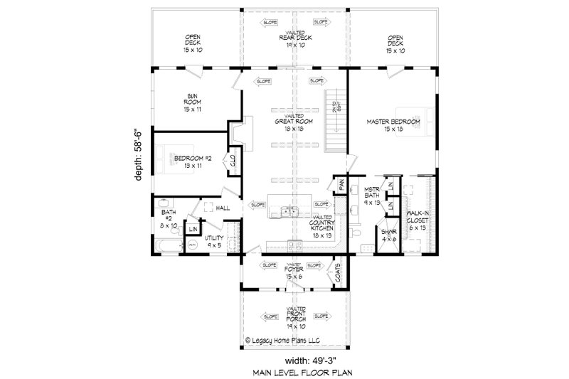 Dream House Plan - Floor Plan - Main Floor for Country House Plan #932-646 - 2 bed, 3 bath