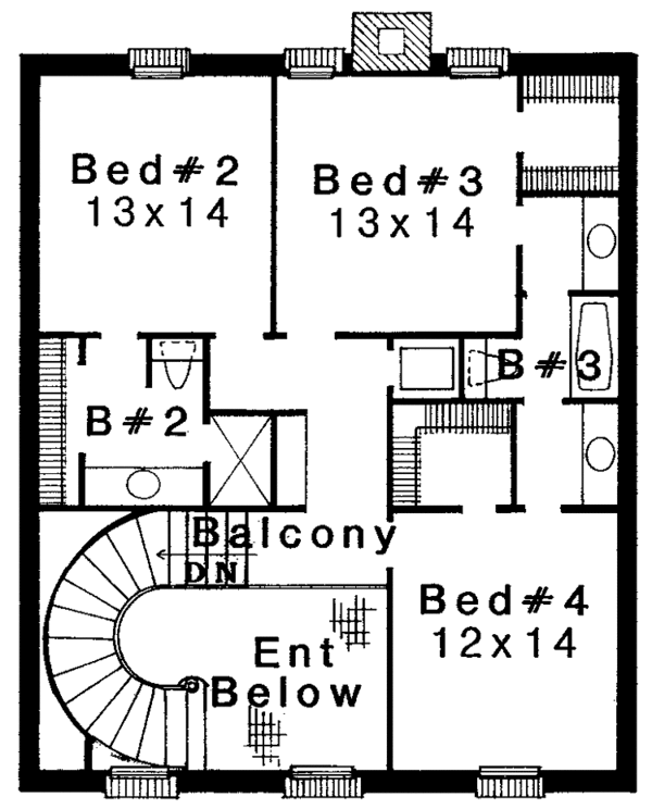 House Blueprint - Classical Floor Plan - Upper Floor Plan #310-1072