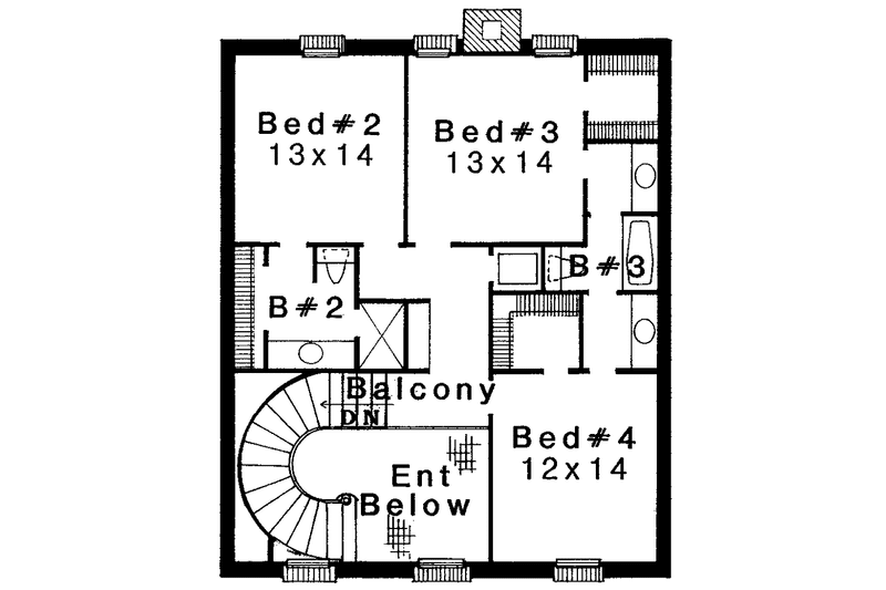 House Design - Floor Plan - Upper Floor for Classical House Plan #310-1072 - 4 bed, 4.5 bath