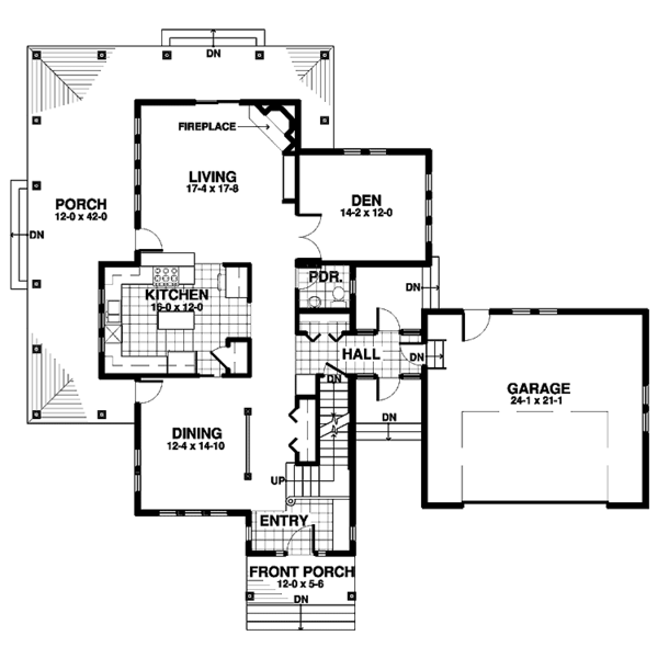 House Design - Contemporary Floor Plan - Main Floor Plan #1042-6