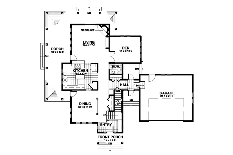 House Blueprint - Floor Plan - Main Floor for Contemporary House Plan #1042-6 - 3 bed, 2.5 bath