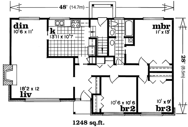 Architectural House Design - Ranch Floor Plan - Main Floor Plan #47-961