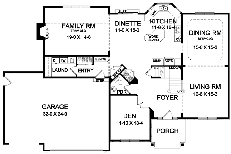 House Plan Design - Floor Plan - Main Floor for Classical House Plan #328-384 - 4 bed, 3.5 bath