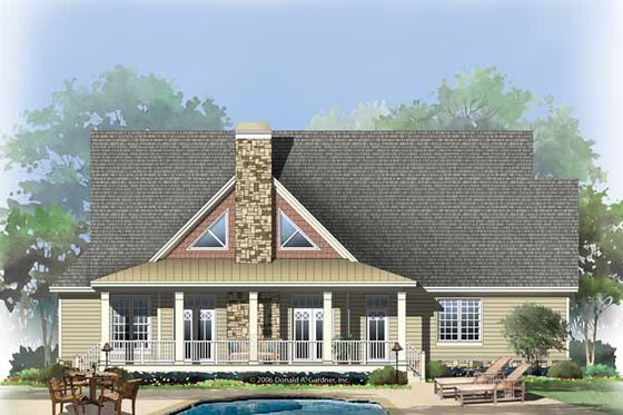 Exterior - Rear Elevation 2 for European House Plan #929-859 - 3 bed, 2.5 bath