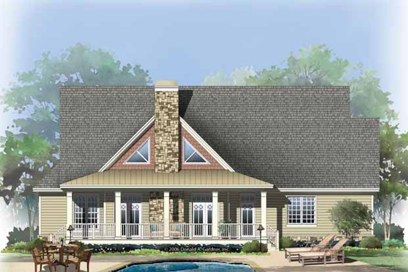 Home Plan - Exterior - Rear Elevation 2 for European House Plan #929-859 - 3 bed, 2.5 bath