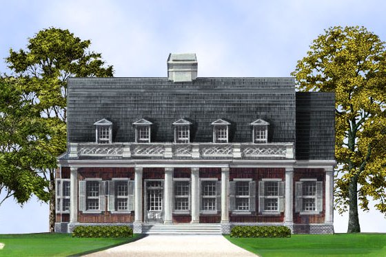 Exterior - Front Elevation 8 for Classical House Plan #119-155 - 4 bed, 4 bath