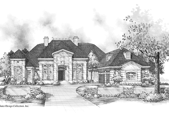 Exterior - Front Elevation 3 for Classical House Plan #930-303 - 4 bed, 3.5 bath