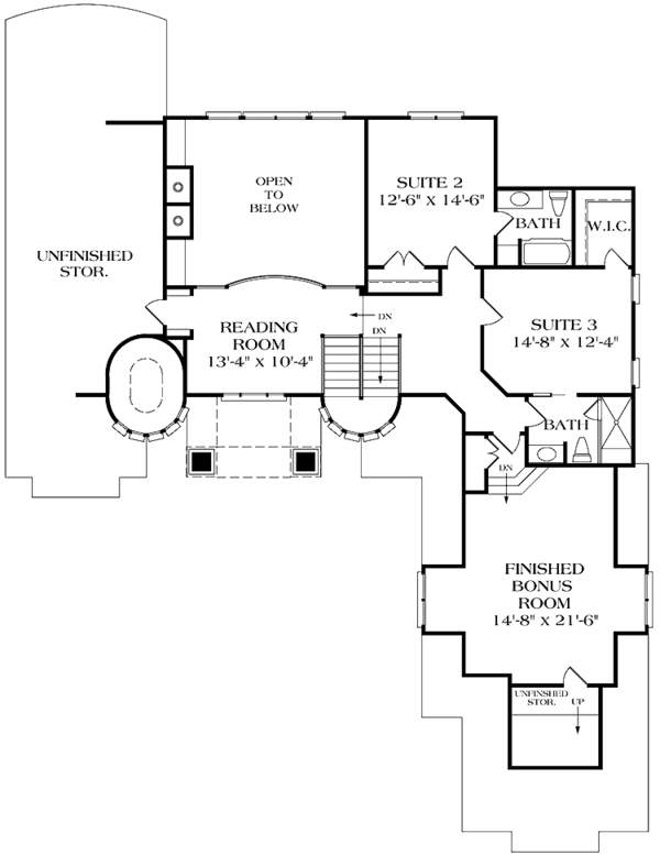 Architectural House Design - Mediterranean Floor Plan - Upper Floor Plan #453-488