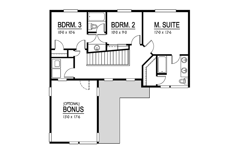 Home Plan - Floor Plan - Upper Floor for Contemporary House Plan #569-11 - 3 bed, 2.5 bath