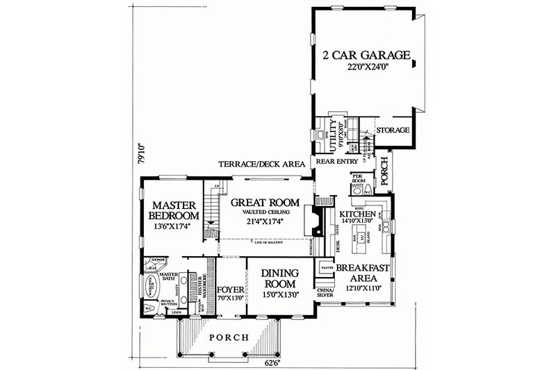 Dream House Plan - Floor Plan - Main Floor for Southern House Plan #137-167 - 3 bed, 2.5 bath