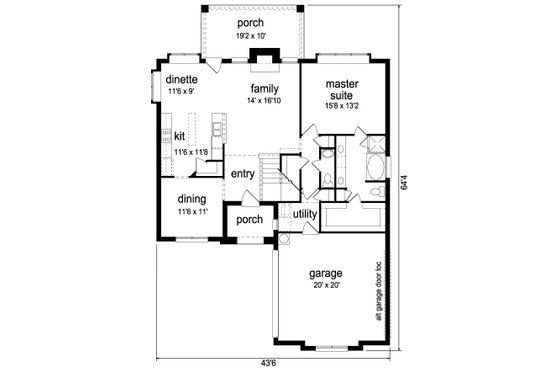 Floor Plan - Main Floor for European House Plan #84-630 - 4 bed, 2.5 bath