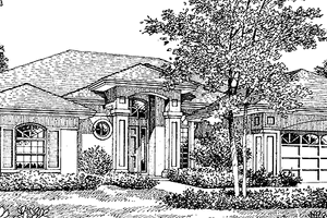 Architectural House Design - Mediterranean Exterior - Front Elevation Plan #417-611