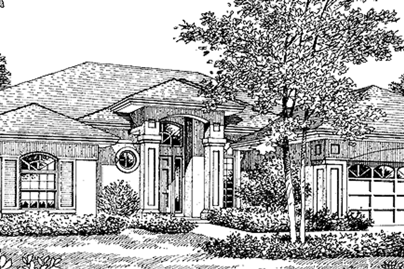 Dream House Plan - Mediterranean Exterior - Front Elevation Plan #417-611