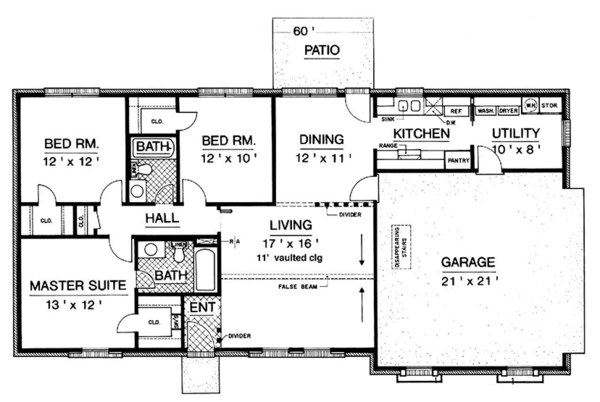 Home Plan - Ranch Floor Plan - Main Floor Plan #45-555