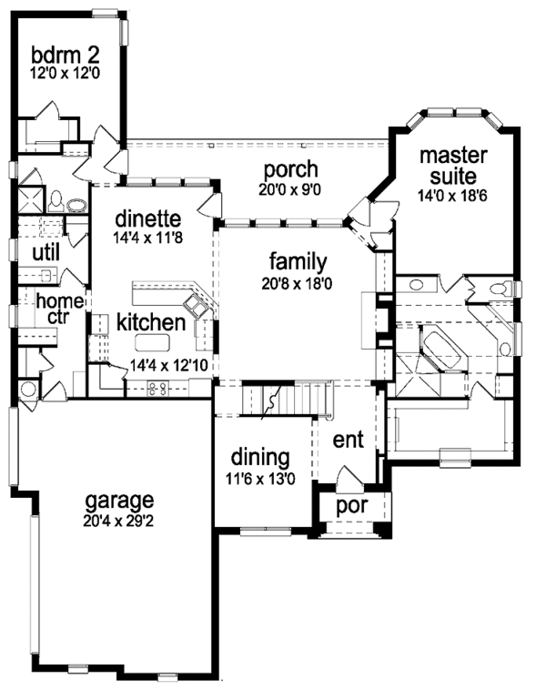 Architectural House Design - Traditional Floor Plan - Main Floor Plan #84-708