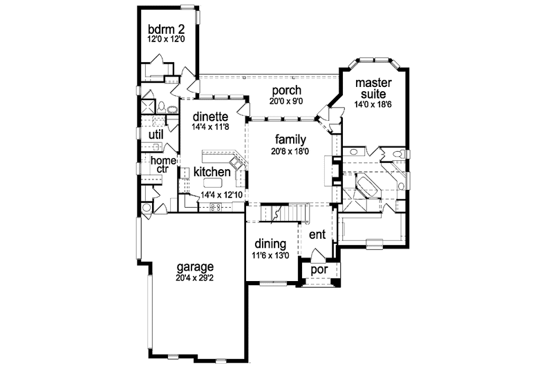 House Design - Floor Plan - Main Floor for Traditional House Plan #84-708 - 4 bed, 3 bath