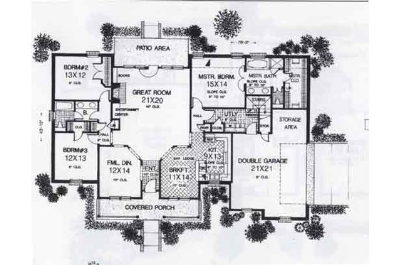 Floor Plan - Main Floor for Colonial House Plan #310-802 - 3 bed, 2 bath