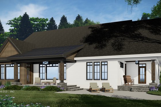 Exterior - Rear Elevation 1 for Farmhouse House Plan #51-1239 - 4 bed, 3.5 bath
