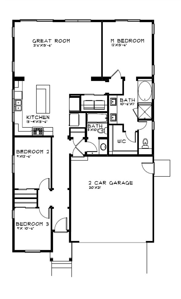 Craftsman Floor Plan - Main Floor Plan #515-43