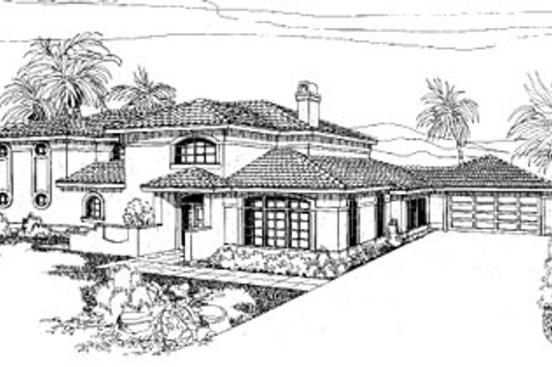 Architectural House Design - Mediterranean Exterior - Front Elevation Plan #60-134