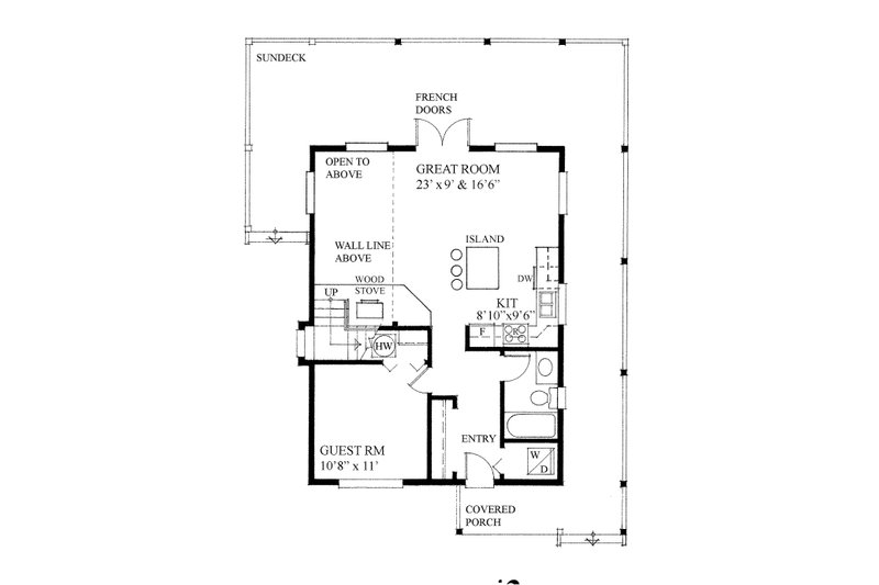 Architectural House Design - Floor Plan - Main Floor for Cottage House Plan #118-169 - 2 bed, 2 bath