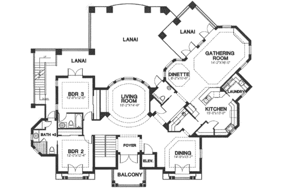 Floor Plan - Main Floor for European House Plan #115-180 - 3 bed, 6.5 bath