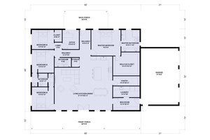 Floor Plan - Main Floor for Barndominium House Plan #1107-5 - 4 bed, 3 bath