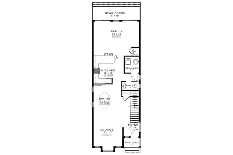 Home Plan - Floor Plan - Main Floor for Farmhouse House Plan #1101-72 - 3 bed, 2.5 bath