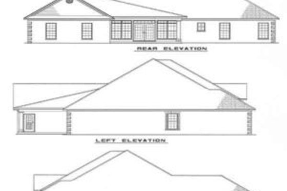 Exterior - Rear Elevation for European House Plan #17-144 - 3 bed, 2 bath