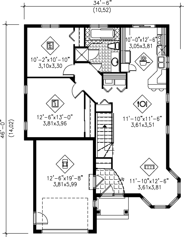 Home Plan - European Floor Plan - Main Floor Plan #25-1168