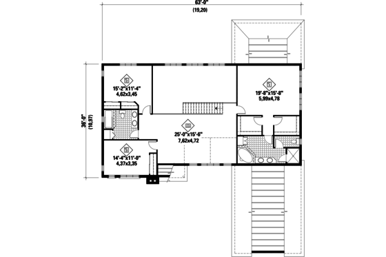 Floor Plan - Upper Floor for European House Plan #25-4685 - 4 bed, 3 bath