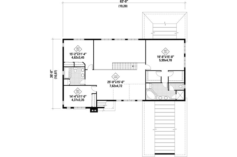 Architectural House Design - Floor Plan - Upper Floor for European House Plan #25-4685 - 4 bed, 3 bath