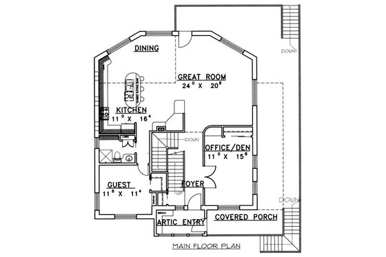 Floor Plan - Main Floor for Traditional House Plan #117-163 - 3 bed, 4 bath