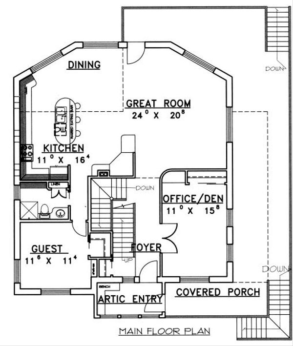 Architectural House Design - Traditional Floor Plan - Main Floor Plan #117-163