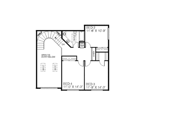 Floor Plan - Upper Floor for Tudor House Plan #60-208 - 6 bed, 3.5 bath